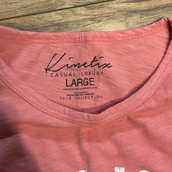 NWT. Woman’s Kinetix casual luxury pink “life is a beach” T-shirt. Size L. - Picture 3 of 6